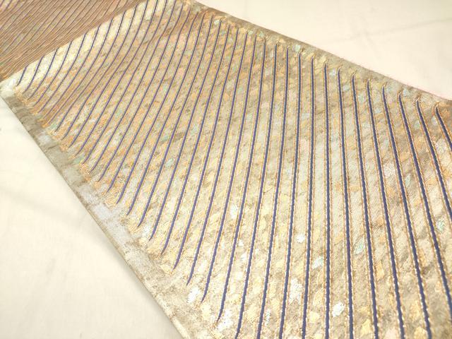 平和屋着物◎全通柄袋帯 ほーび帯 舞桜 斜線文 金糸 正絹 逸品 DAAZ5828ea