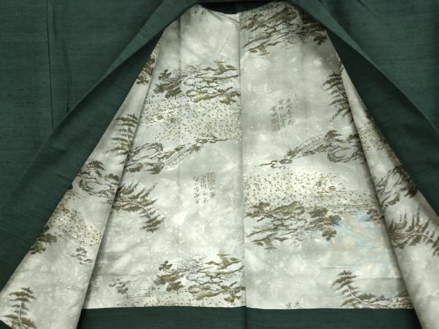 平和屋着物●男性 紬 アンサンブル 長羽織 褐返色 正絹 逸品 DAAY9963az