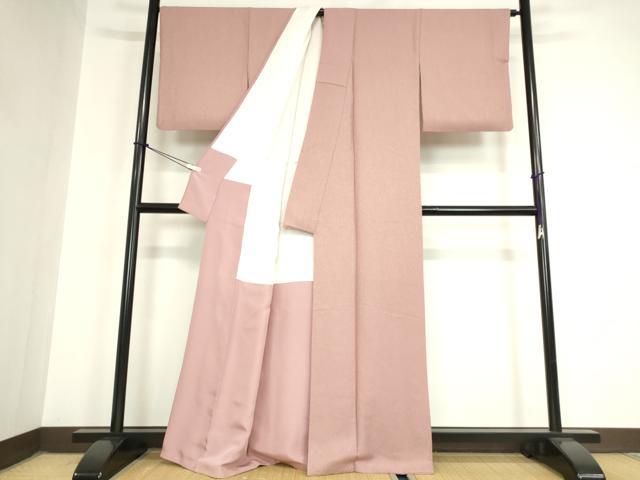 平和屋着物●上質な色無地 霞地紋 梅鼠色 正絹 逸品 DAAY9960az