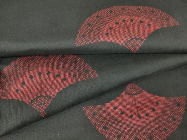 平和屋着物●本場大島紬 7マルキ 地空き 扇面文 正絹 逸品 未使用 DAAY9946az