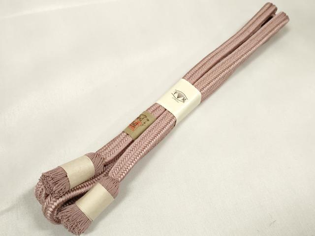 平和屋着物●和装小物 帯締め・帯揚げセット 丹後織 薄柿色 ちりめん 冠組 逸品 未使用 DABA7380zzz
