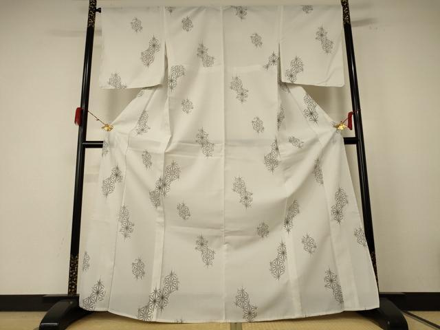 平和屋着物*夏物 小紋 紗 麻の葉文様 洗える着物 未使用 AABE4764jd