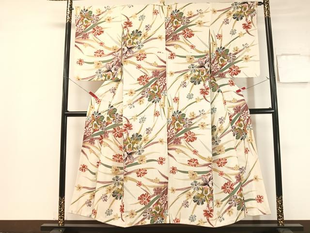 平和屋着物●上質な小紋 草花文 金彩 正絹 逸品 CABB4875vp