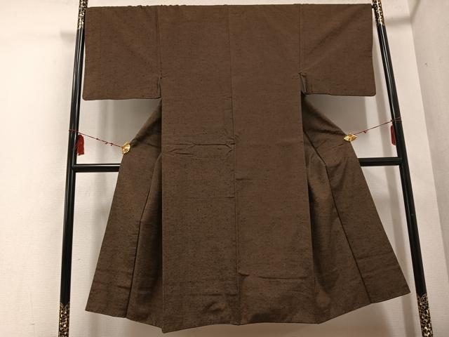 平和屋着物●男性 紬 色無地 涅色 正絹 逸品 AABE7362ph