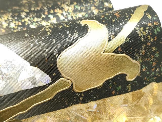 平和屋着物●金彩友禅作家 金彩の魔術師 堀省平 金煌織 太鼓柄袋帯 花唐草文 金銀彩 引箔 正絹 逸品 CABB5765hy
