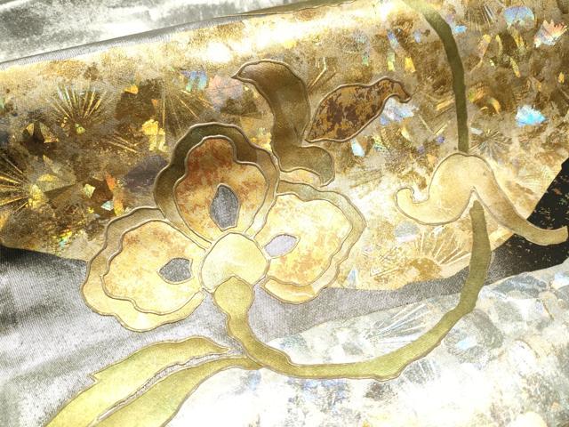 平和屋着物●金彩友禅作家 金彩の魔術師 堀省平 金煌織 太鼓柄袋帯 花唐草文 金銀彩 引箔 正絹 逸品 CABB5765hy