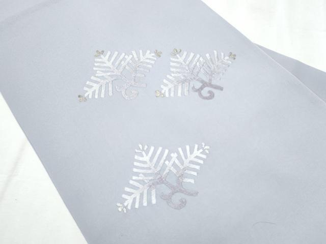 平和屋着物●塩瀬 九寸名古屋帯 総刺繍 枝松葉文 金糸 正絹 逸品 CABB5835hy