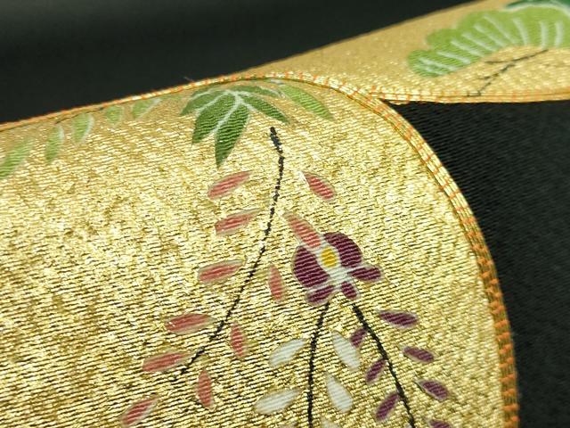 平和屋着物●極上 人形作家・ホリヒロシ 太鼓柄 京袋帯 駒刺繍 貝合せ花文 黒地 本金糸 逸品 DZAB3312kh6