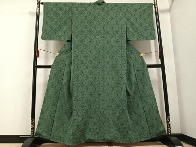 平和屋着物●お召 麻の葉文様 正絹 逸品 未使用 AABE8127ph