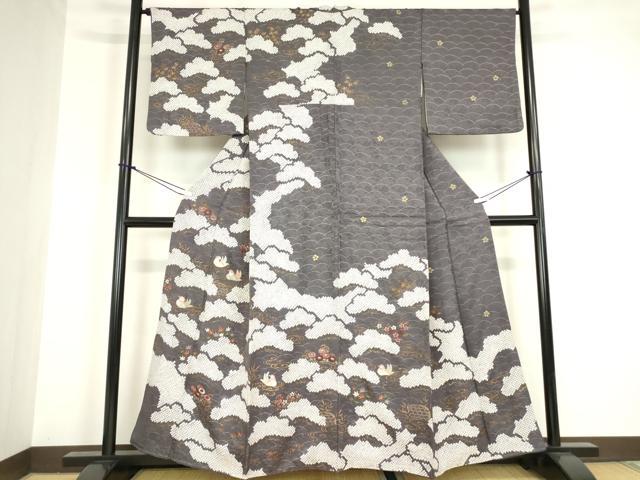 平和屋着物●訪問着　刺繍　絞り　鴛鴦花文　金彩　正絹　逸品　DABA4116az 平和屋着物○訪問着 刺繍 絞り 鴛鴦花文 金彩 正絹 逸品 DABA4116az