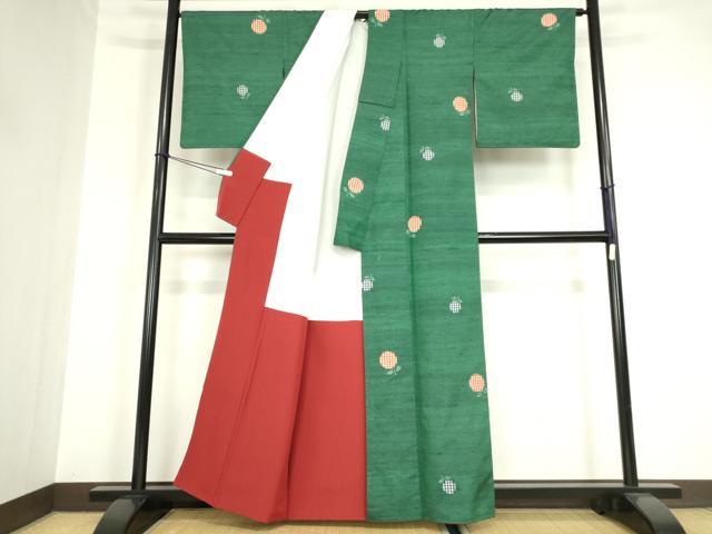 平和屋着物●伝統工芸士 馬渕登 紬 彩花 成物 証紙付き 正絹 逸品 未使用 DABA4105az