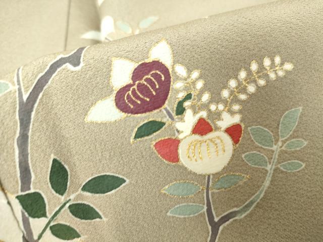 平和屋着物●訪問着 刺繍 地紙枝花文 金彩 正絹 逸品 未使用 DABA4122az