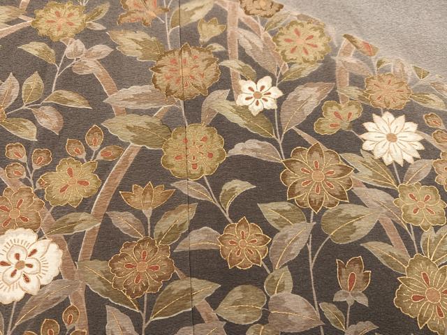 平和屋着物●訪問着 手描き 草花文 暈し染め 正絹 逸品 AABE8901ph