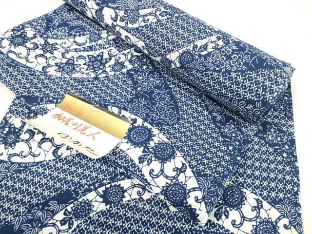 平和屋着物*夏物 浴衣 反物 着尺 花唐草文 綿 逸品 未使用 DABA7474zzz