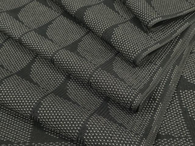 平和屋着物*夏物 お召 反物 着尺 変わり格子 黒地 逸品 未使用 DABA7532zzz