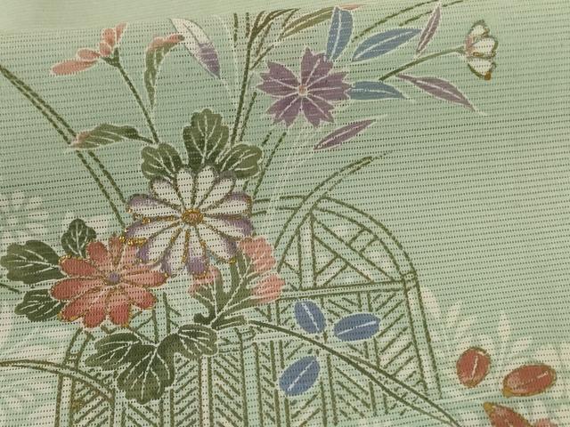 平和屋着物*夏物 訪問着 絽 草花文 洗える着物 AABE7469jd