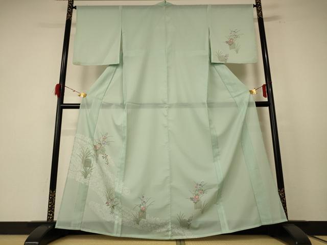 平和屋着物*夏物 訪問着 絽 草花文 洗える着物 AABE7469jd