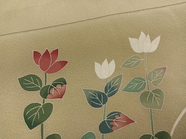 平和屋着物●本加賀友禅作家 金丸充夫 訪問着 枝花文 正絹 逸品 AABF0003ph