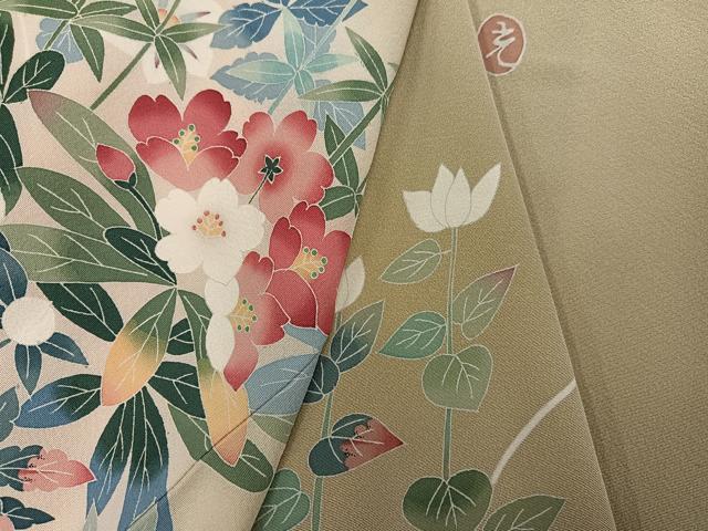 平和屋着物●本加賀友禅作家 金丸充夫 訪問着 枝花文 正絹 逸品 AABF0003ph