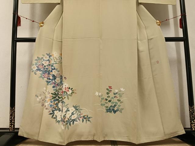 平和屋着物●本加賀友禅作家 金丸充夫 訪問着 枝花文 正絹 逸品 AABF0003ph