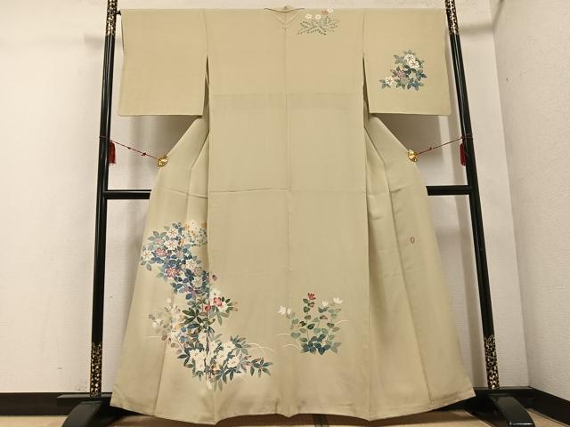 平和屋着物●本加賀友禅作家 金丸充夫 訪問着 枝花文 正絹 逸品 AABF0003ph