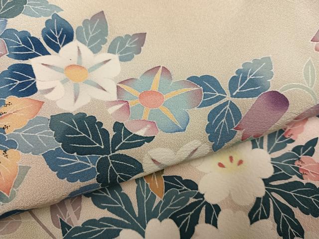 平和屋着物●本加賀友禅作家 金丸充夫 訪問着 枝花文 正絹 逸品 AABF0003ph