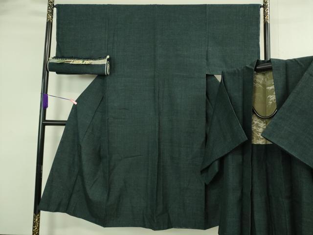 平和屋着物●極上 男性 本場結城紬 重要無形文化財 アンサンブル 杢 長羽織 濃い百入茶色 証紙付き 逸品 未使用 DZAB4305kh6