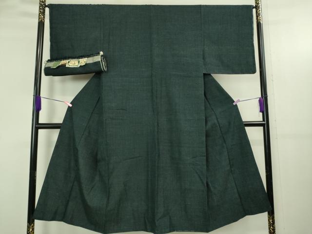 平和屋着物●極上 男性 本場結城紬 重要無形文化財 アンサンブル 杢 長羽織 濃い百入茶色 証紙付き 逸品 未使用 DZAB4305kh6