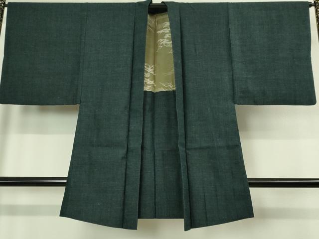 平和屋着物●極上 男性 本場結城紬 重要無形文化財 アンサンブル 杢 長羽織 濃い百入茶色 証紙付き 逸品 未使用 DZAB4305kh6