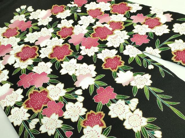 平和屋本店●超希少 東京友禅 久呂田明功 青山みとも 九寸名古屋帯 枝垂れ桜 黒地 金彩 鬼しぼ縮緬 反端・たとう紙付き 逸品 DZAB3613kh6