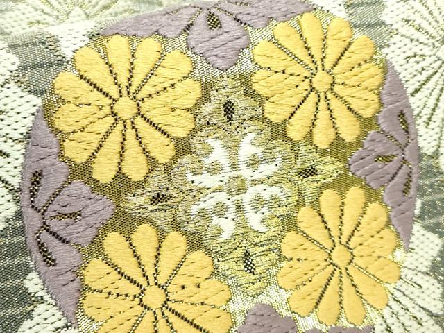 平和屋着物●極上 六通柄袋帯 唐織 花丸文 金糸 逸品 DZAB3674kh6