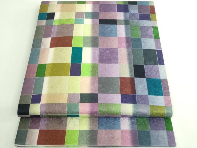 平和屋着物●極上 全通柄袋帯 変わり市松 逸品 DZAB3666kh6