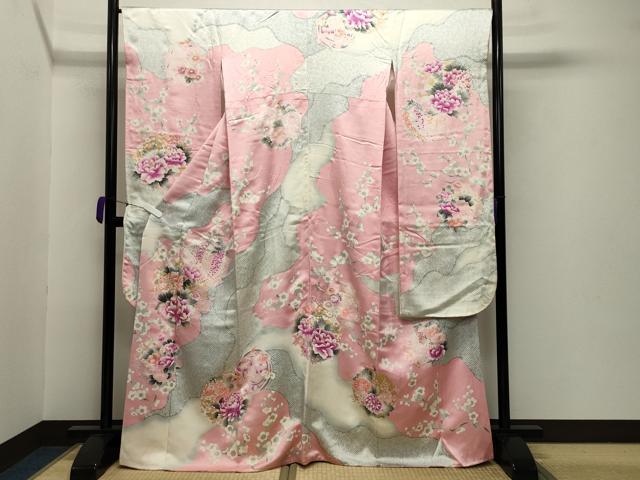 平和屋着物●豪華振袖 駒刺繍 花丸文 金彩 正絹 逸品 CABB0049gh