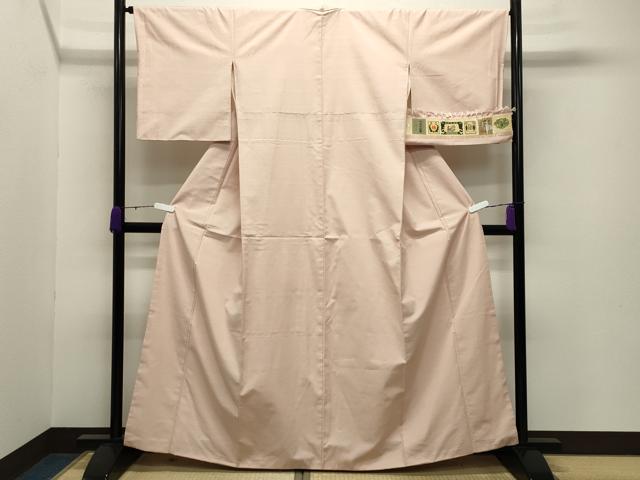 平和屋着物●結城紬 薄桜色 証紙付き 正絹 逸品 CABB0071gh