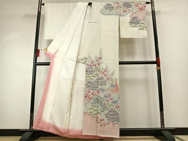 平和屋着物●訪問着 総絞り 風景文 正絹 逸品 AABE5802fy