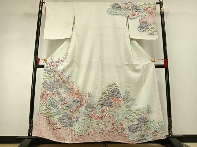 平和屋着物●訪問着 総絞り 風景文 正絹 逸品 AABE5802fy