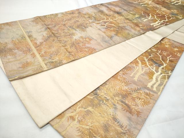 平和屋着物◎西陣 六通柄袋帯 樹林文 金糸 正絹 逸品 CABB7931fb