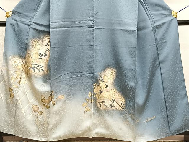 平和屋着物▼訪問着 螺鈿 籬菊萩文 暈し染め 金銀彩 正絹 逸品 BAAW4012hv