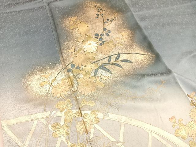 平和屋着物▼訪問着 螺鈿 籬菊萩文 暈し染め 金銀彩 正絹 逸品 BAAW4012hv