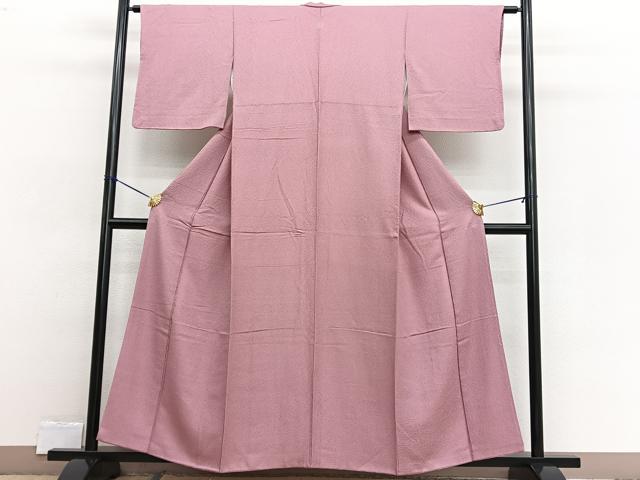 平和屋着物■上質な色無地 紋意匠 珊瑚色 正絹 逸品 BAAW4096hv