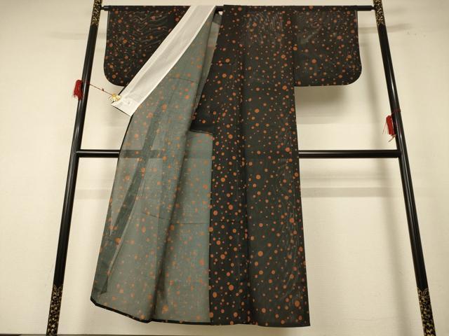 平和屋着物*夏物 洗える最高級着物 <英>はなぶさ謹製 小紋 絽 丸文 たとう紙付き 洗える着物 AABE8993jd