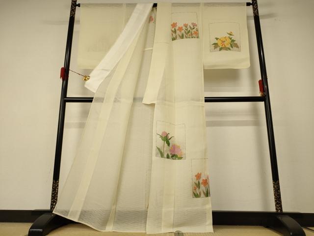 平和屋着物*夏物 訪問着 色紙草花文 正絹 逸品 AABE9004jd