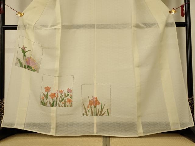 平和屋着物*夏物 訪問着 色紙草花文 正絹 逸品 AABE9004jd