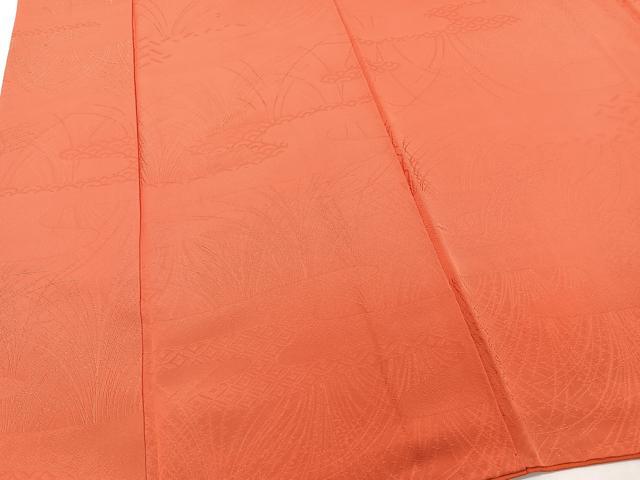 平和屋着物■上質な色無地 草花地紋 樺色 正絹 逸品 CABB8722xi
