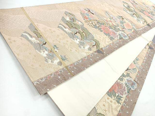 平和屋着物◎六通柄袋帯 唐織 ふたみ屏風絵 金糸 正絹 逸品 CABC1674nb
