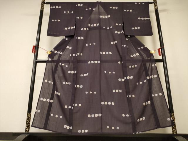 平和屋着物*夏物 小紋 紗 丸文 洗える着物 AABE9036jd