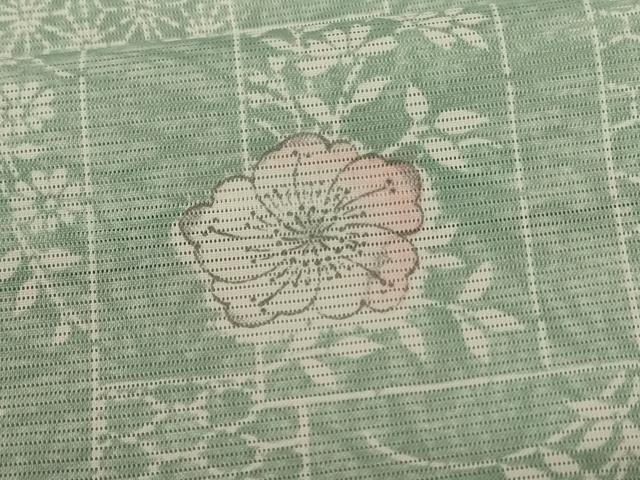 平和屋着物*夏物 小紋 絽 色紙草花文 洗える着物 AABE9034jd
