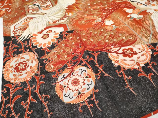平和屋本店●極上 アンティーク 大正ロマン 中国三大刺繍 相良刺繍 振袖 駒刺繍 飛鶴枝松文 金彩 逸品 CYAA4435s6