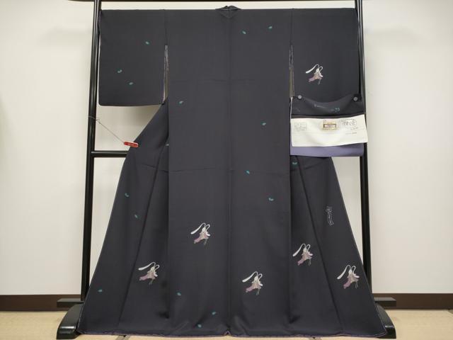 平和屋本店●極上 世界的人形師 辻村寿三郎 ジュサブロー 訪問着 兎 伊と幸 黒紅色地 反端付き 逸品 未使用 CYAA4442s6