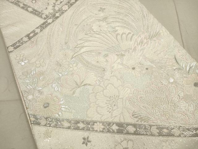 平和屋着物◎六通柄袋帯 裂取鳳凰文 プラチナ二重箔 正絹 逸品 DABA8363xg